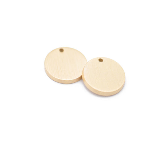 Deluxe Pendant Coin / brass gold plated matt / engravable / Ø 11 mm