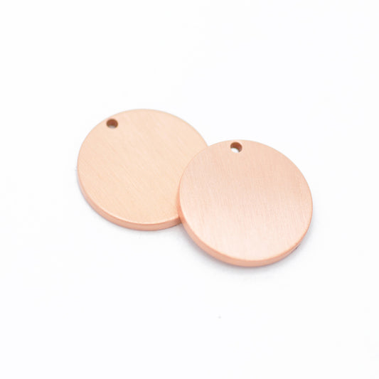 Deluxe Pendant Coin / brass rose gold plated matt / engravable / Ø 16 mm