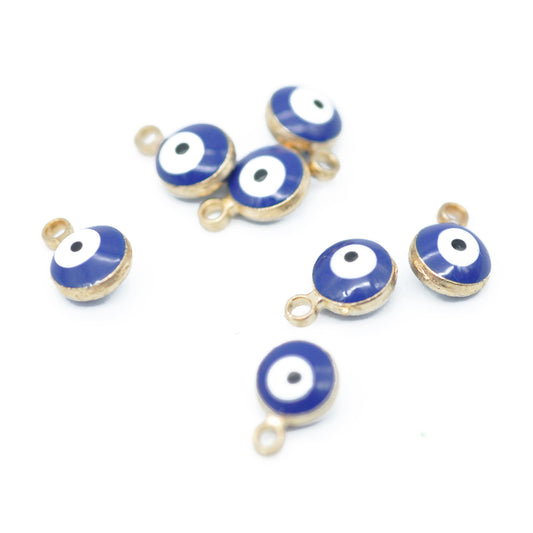 Evil Eye Pendant enameled / blue gold / Ø 6 mm