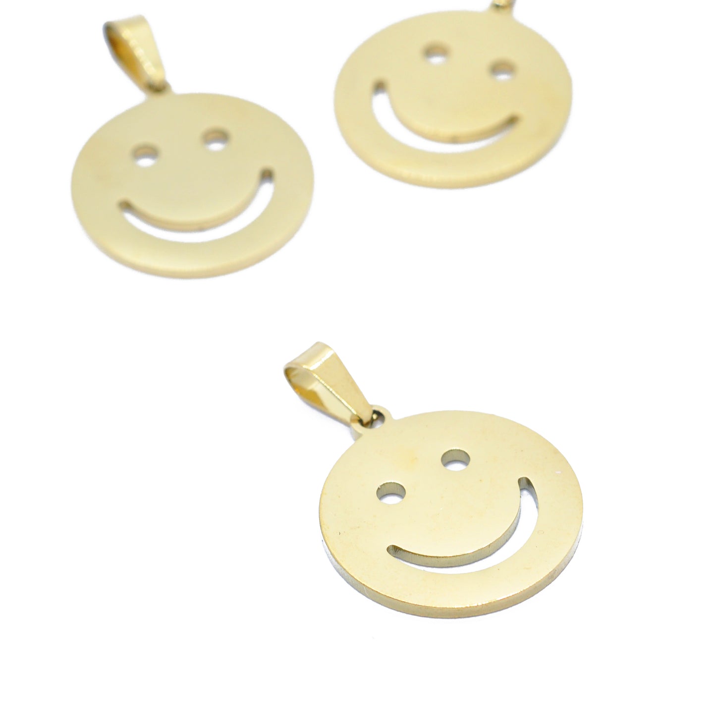 Edelstahl Anhänger Smiley / vergoldet / 20 mm