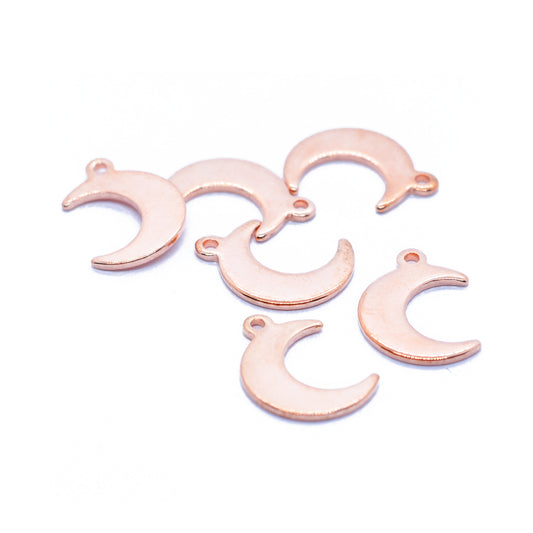 Stainless steel pendant moon / rose gold plated / 16 mm