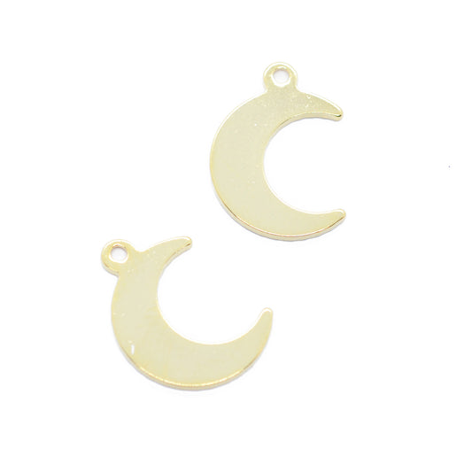 Stainless steel moon pendant / gold plated / 16x10mm