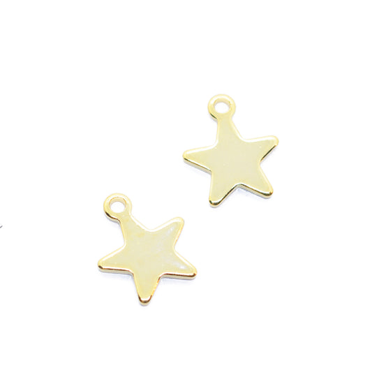 Stainless steel star pendant / gold plated / 12mm