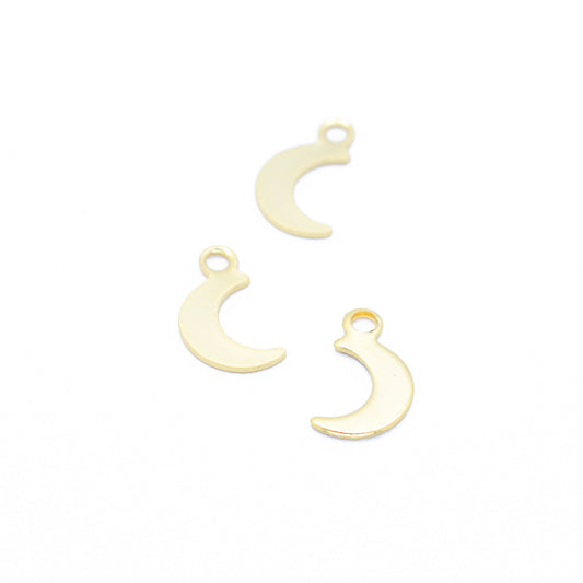 Mini stainless steel moon pendant / gold plated / 7mm