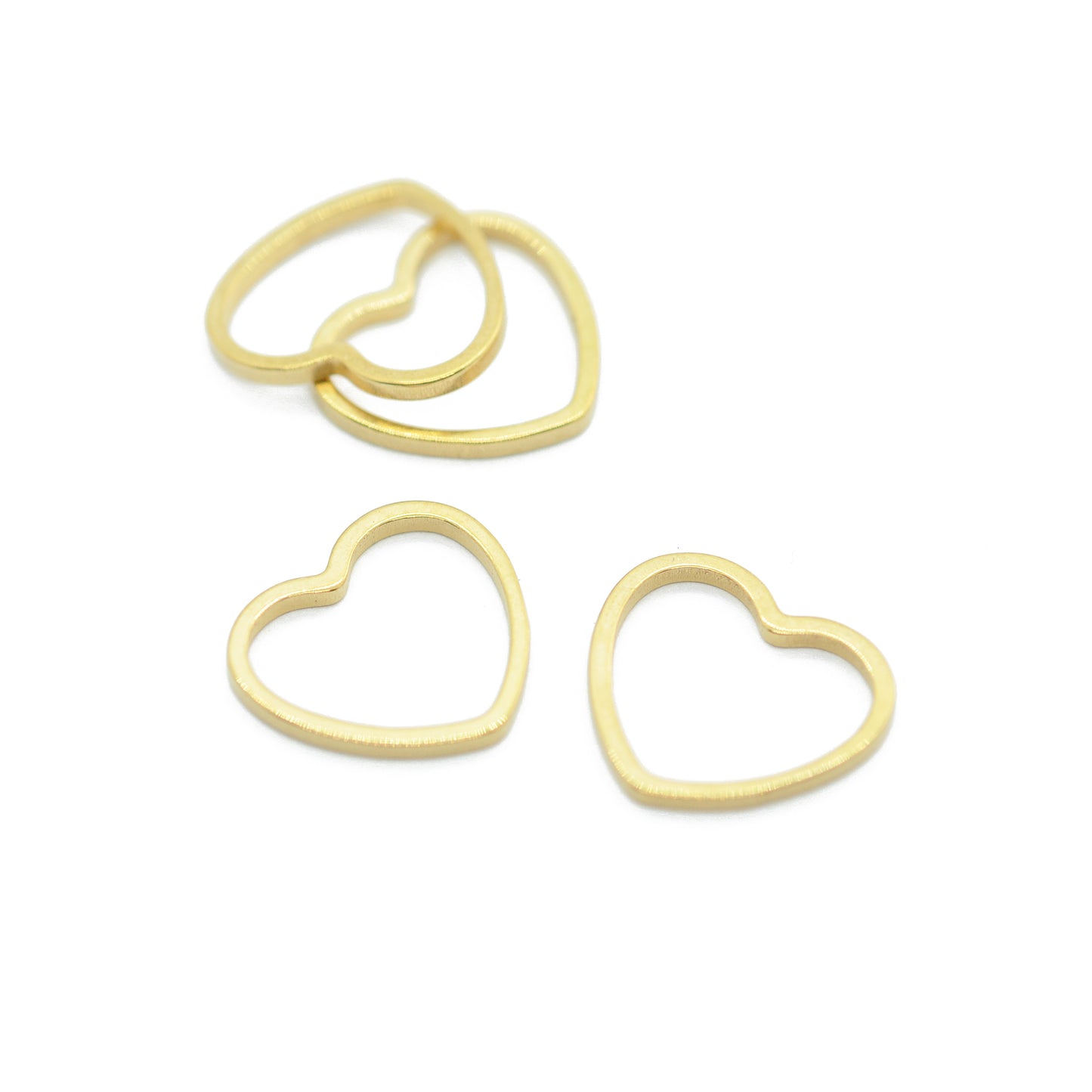 Edelstahl Open Heart Verbinder Anhänger / vergoldet / 14 mm