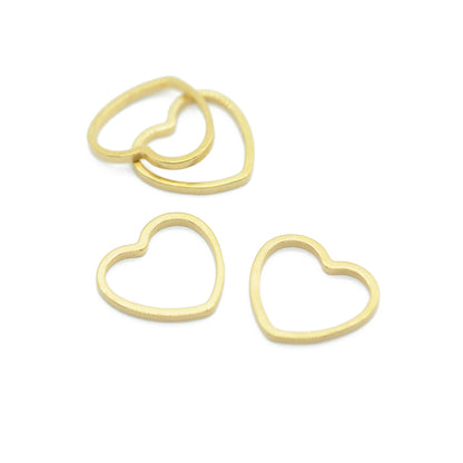 Stainless steel open heart connector pendant / gold plated / 14 mm
