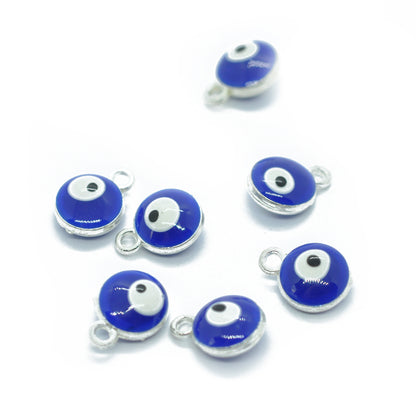 Evil Eye Auge Anhänger emailiert / blau silber / Ø 6 mm