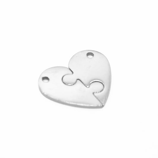 Stainless steel heart pendant / two-piece / 21mm