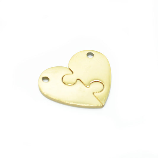 Stainless steel heart pendant / gold-plated in two parts / 21mm