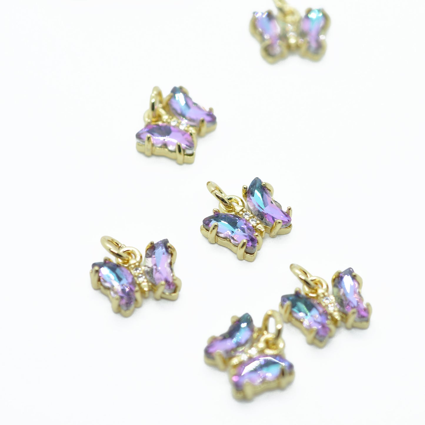 Pendant butterfly zircon / lilac gold / 12 mm