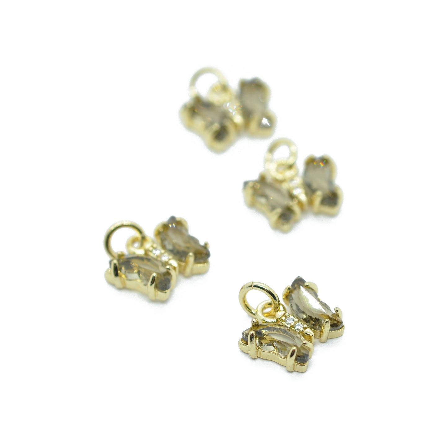 Pendant butterfly zircon / gray gold / 12 mm