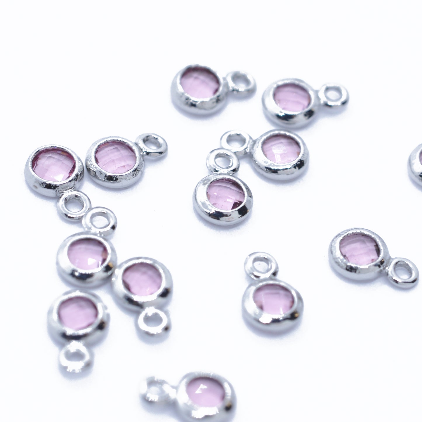 Mini crystal pendant pink / silver colored / Ø 4 mm