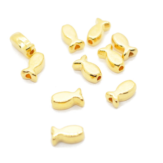 Fish bead baptism / 24k gold plated / 9 mm