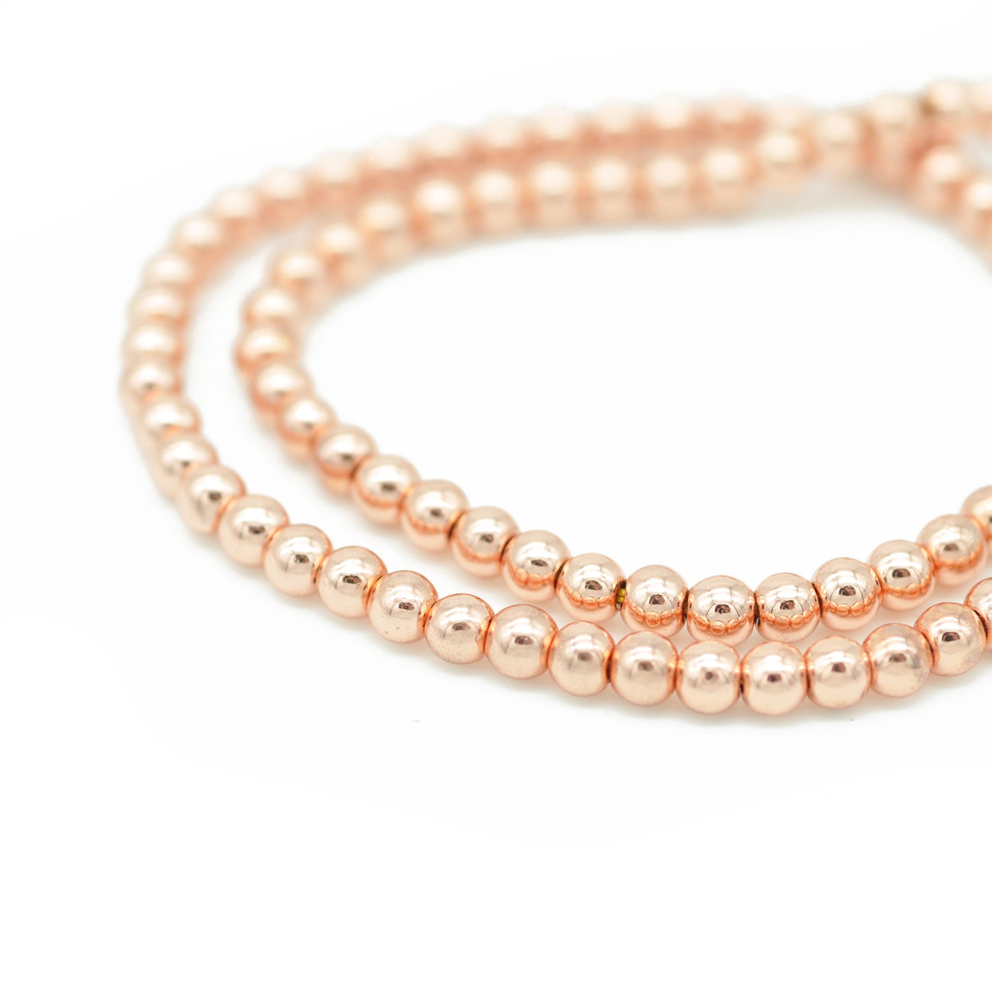 Strand of glass beads / rose gold-plated round / Ø 4 mm