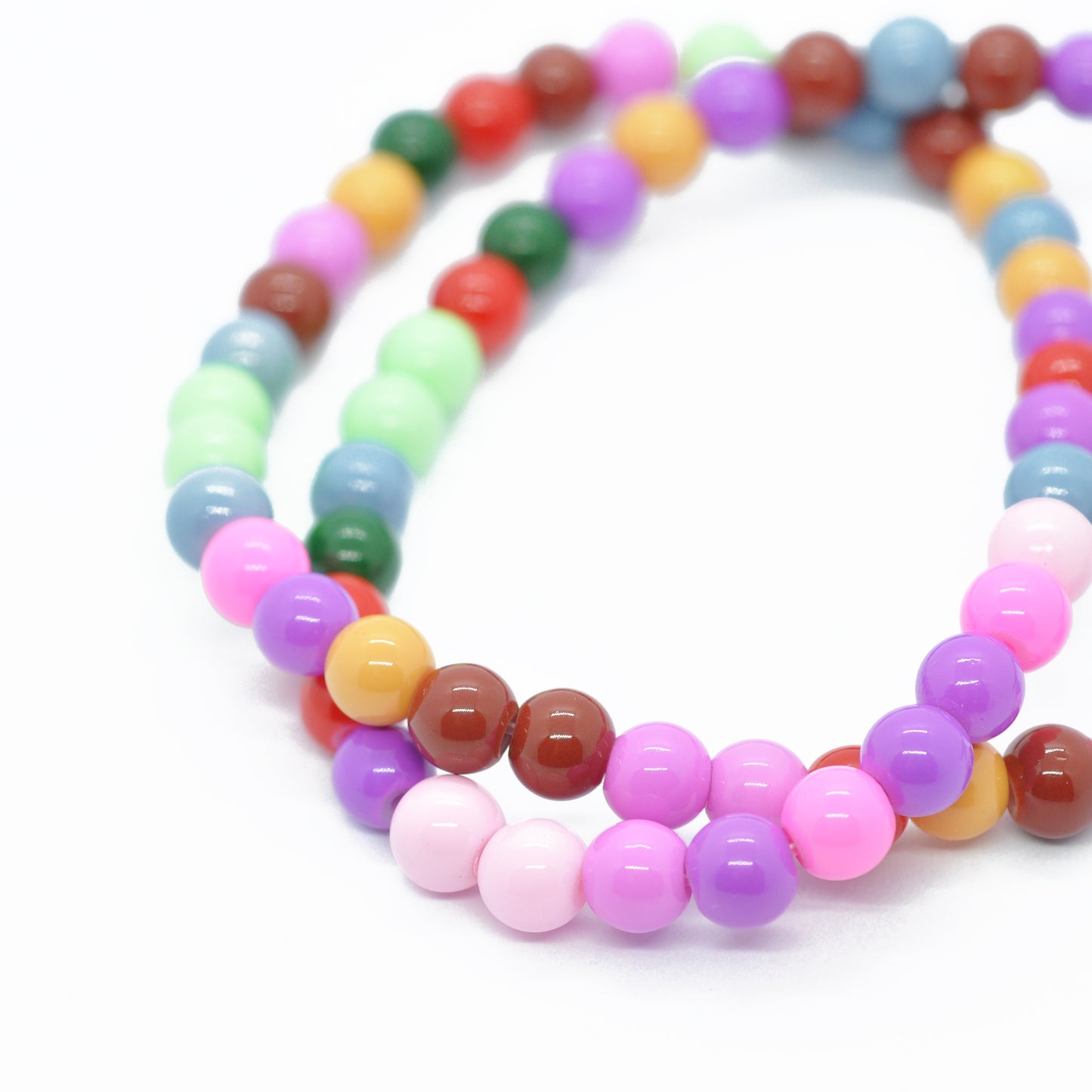 String of glass beads / colorful mix opaque / 6mm 42cm