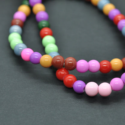 String of glass beads / colorful mix opaque / 6mm 42cm