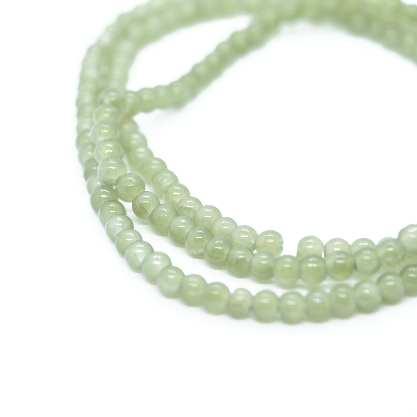 String of glass beads / khaki opal / 80cm / 4mm