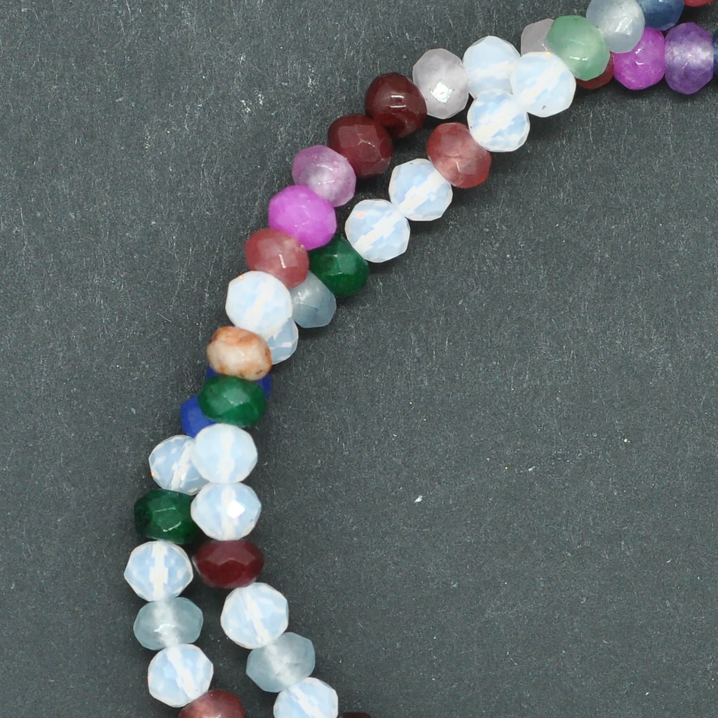 Edelstein Briolet Strang / Jade & Kristall / mix multi / Ø 4 mm