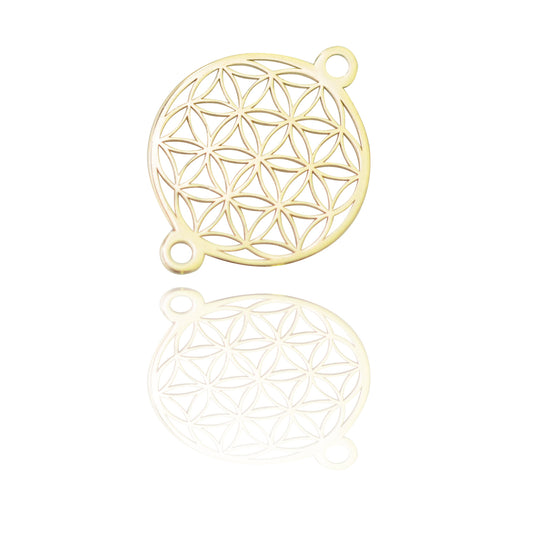 Connector "Flower of Life" // 925 silver gold plated // Ø 14mm