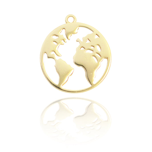 Pendant "World" // 925 silver 18k gold plated // Ø 14mm