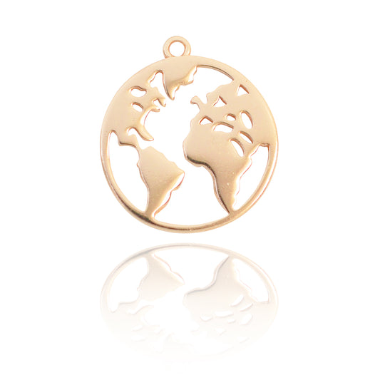 Pendant "World" // 925 silver 18k rose gold plated // Ø 14mm