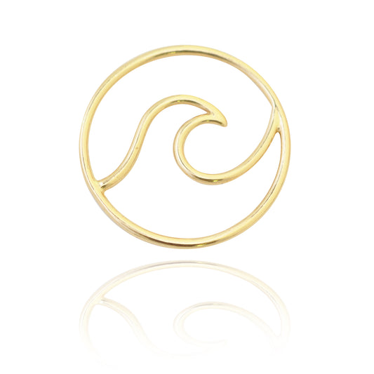 Ocean pendant / wave / 925 silver 18k gold plated / Ø 20mm