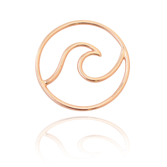 Ocean pendant / wave / 925 silver 18k rose gold plated / Ø 20mm