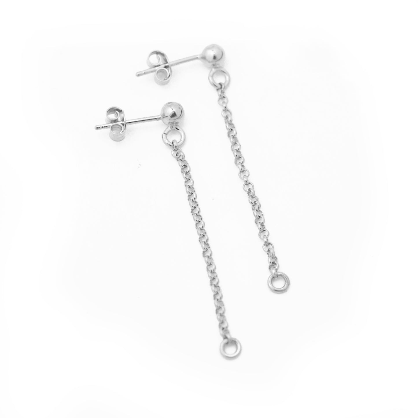 Ear studs with chain &amp; eyelet / 925 silver / 4cm