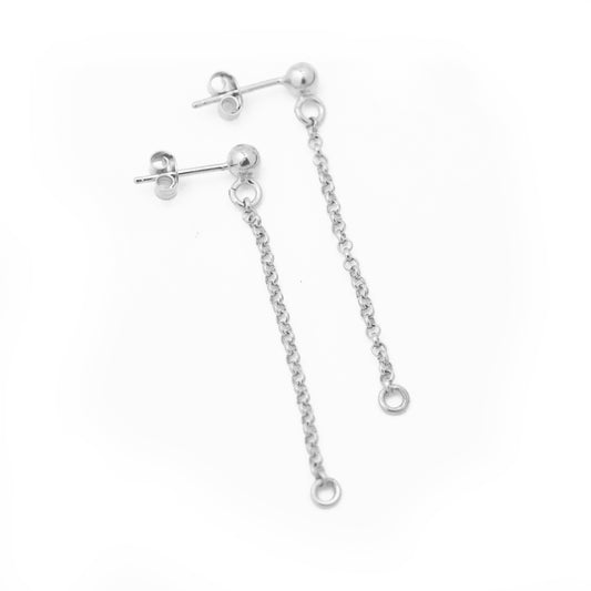 Ear studs with chain &amp; eyelet / 925 silver / 4cm