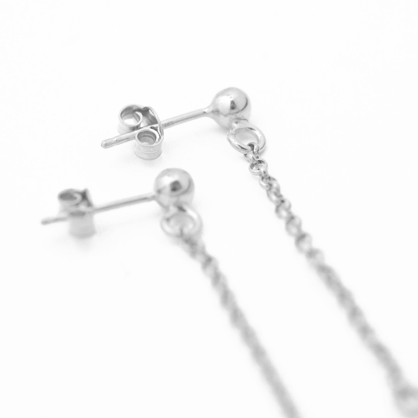 Ear studs with chain &amp; eyelet / 925 silver / 4cm