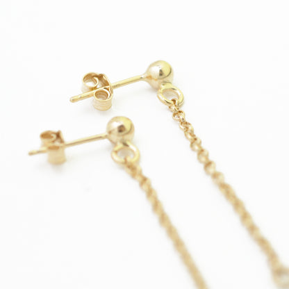 Ear studs with chain &amp; eyelet / 925 silver 18k gold plated / 4cm