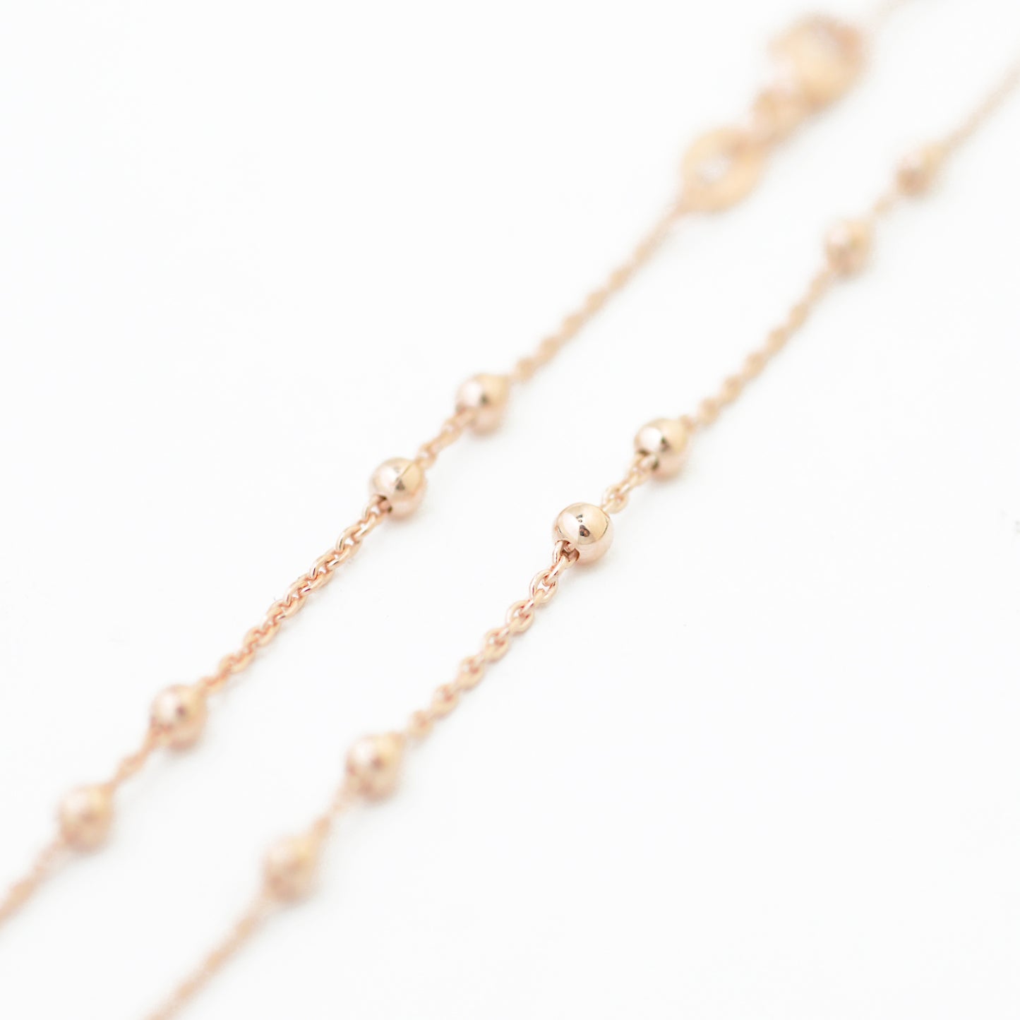 Necklace pea chain with balls / 925 silver 18k rose gold plated / 42cm