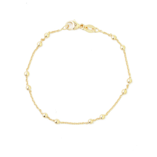 Bracelet pea chain with balls / 925 silver 18k gold plated / 16 cm