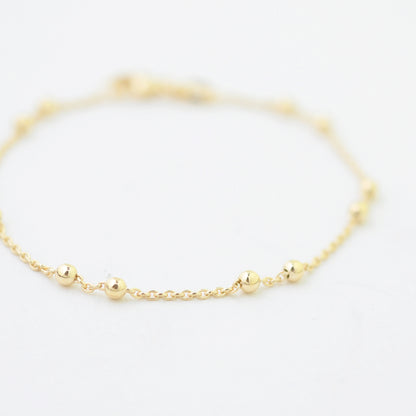 Armband Erbskette mit Kugeln / 925er Silber 18k vergoldet / 16 cm