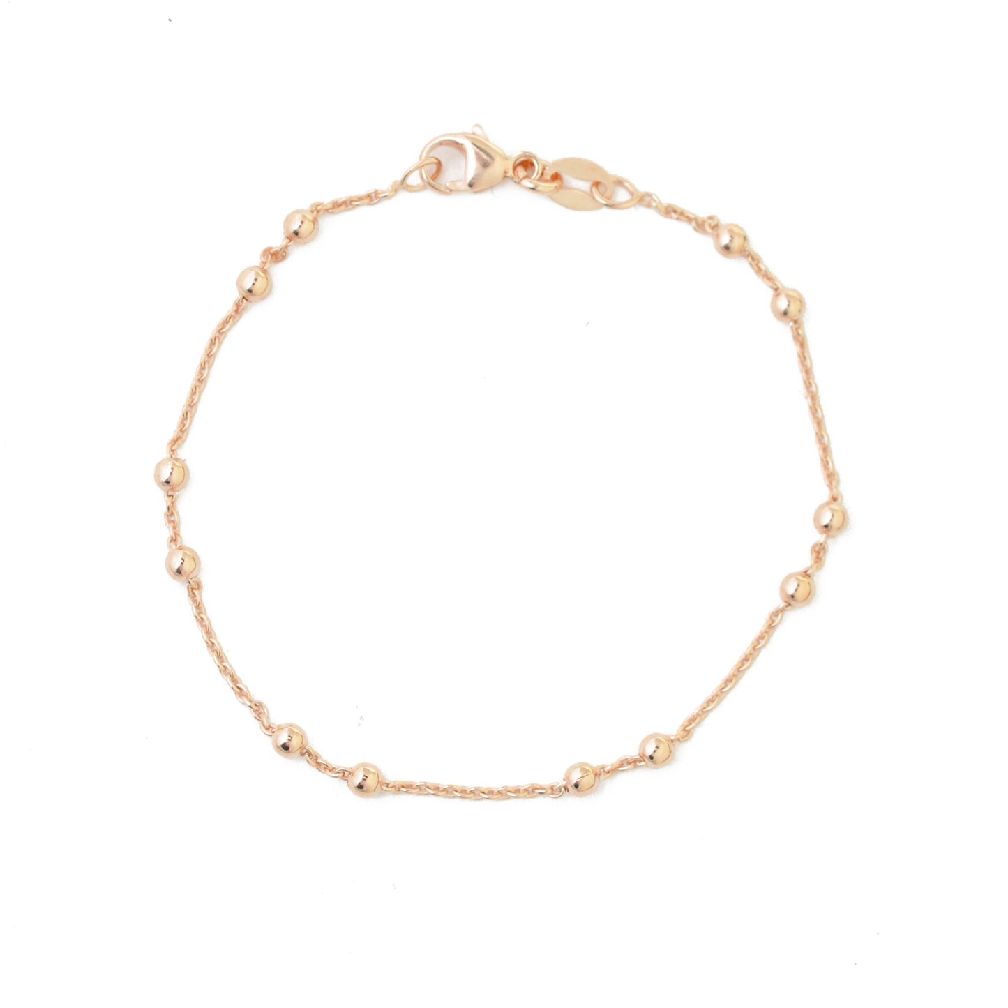 Armband Erbskette mit Kugeln / 925er Silber 18k rosévergoldet / 16 cm