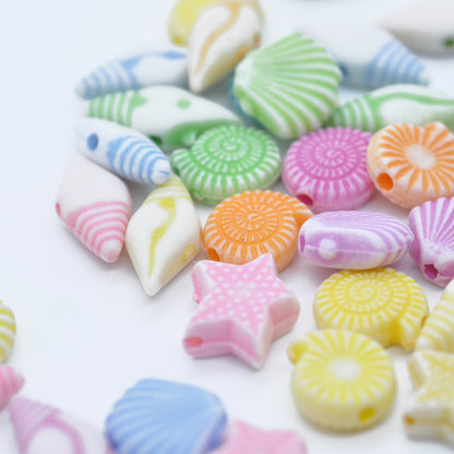 Beach Life Acrylic Beads Spacers / Pastel Mix / 7-10 mm