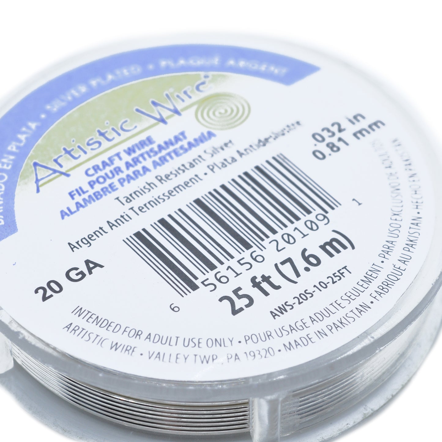 Rolle Artistic Wire / silber antitarnish / Modellierdraht / 7,6m / Ø 0,81mm