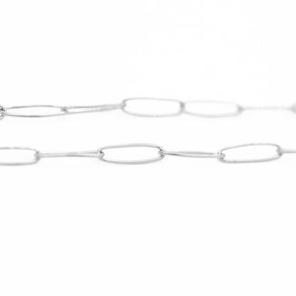 Zarte Paperclip Edelstahl Kette / silberfarben / 9 x 2,6 mm