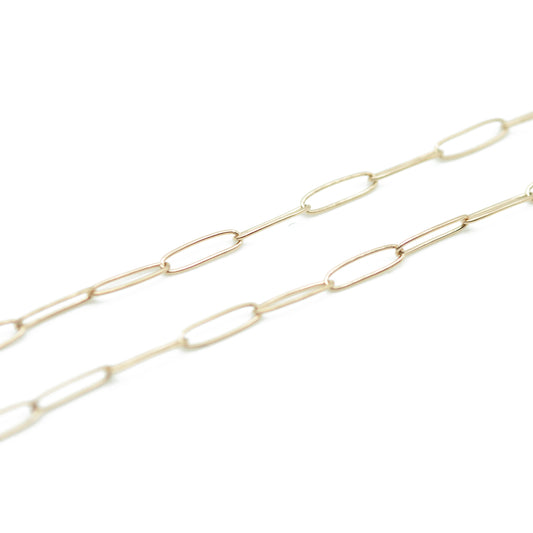 Zarte Paperclip Edelstahl Kette / rosévergoldet / 9 x 2,6 mm