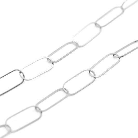 Paperclip stainless steel chain / silver colored / 20 x 7 mm