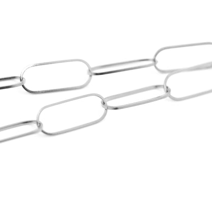 Paperclip stainless steel chain / silver colored / 20 x 7 mm