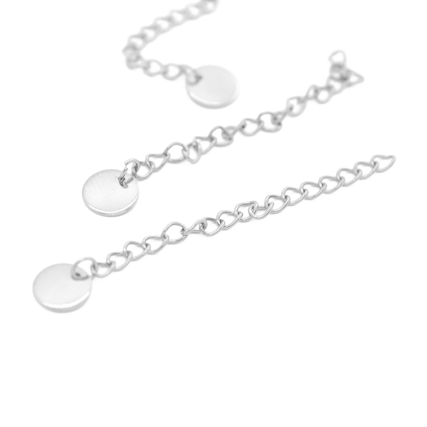 Stainless steel extension chain with pendant / silver colored / 55mm