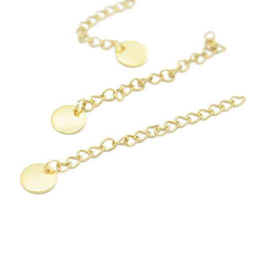 Stainless steel extension chain with pendant / gold plated / 55mm