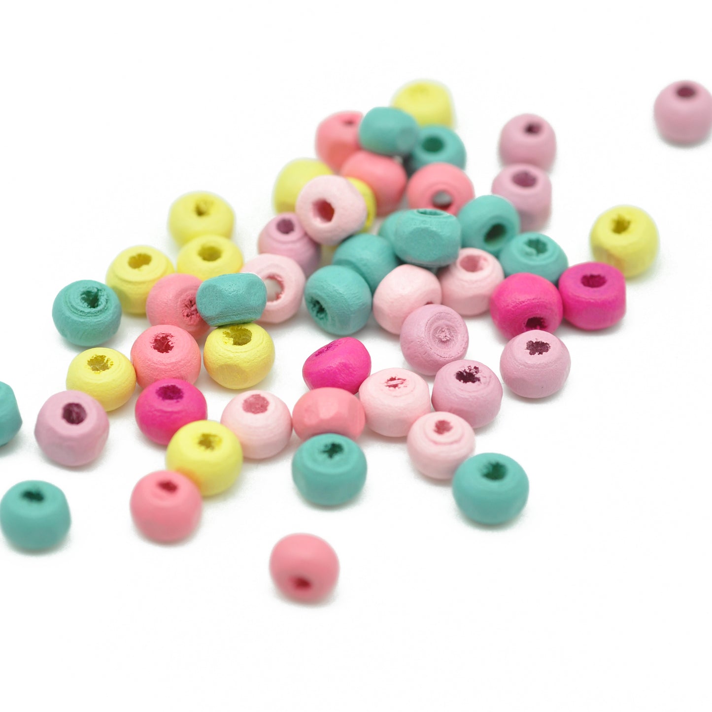 Wooden beads / pastel mix / 100 pcs. / Ø 5-6mm