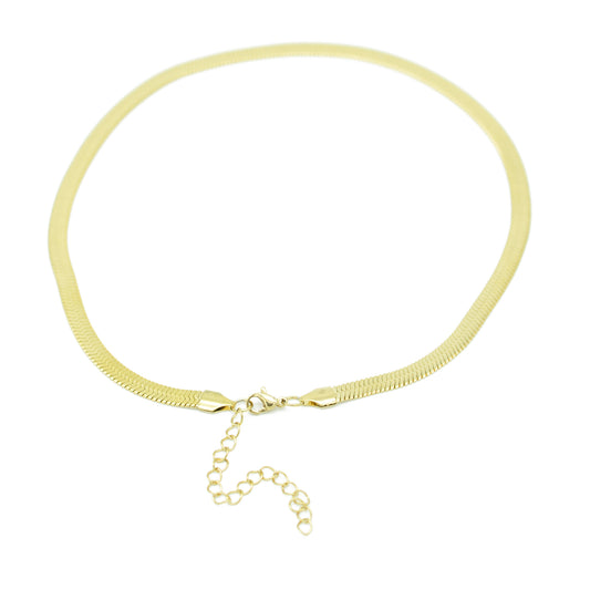Edelstahl Schlangenkette Halskette flach / vergoldet / 40 + 7 cm