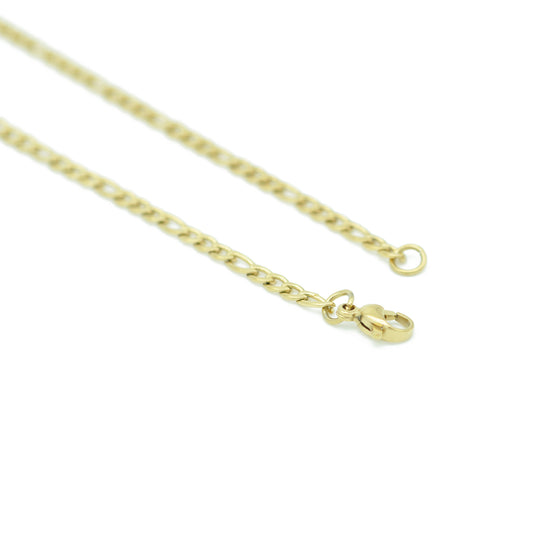 Stainless steel Figaro chain / gold plated / 45 cm