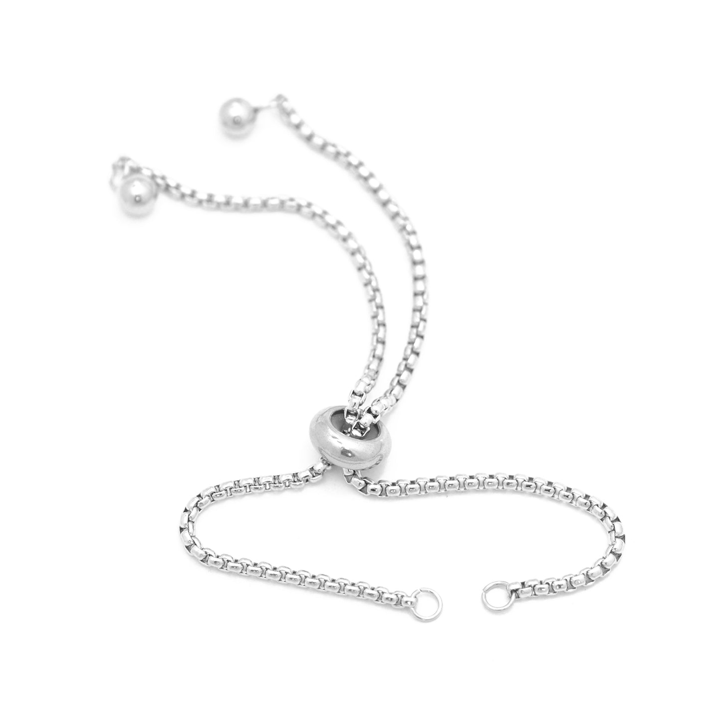 Stainless steel sliding chain bracelet clasp / stainless steel / 6.5cm
