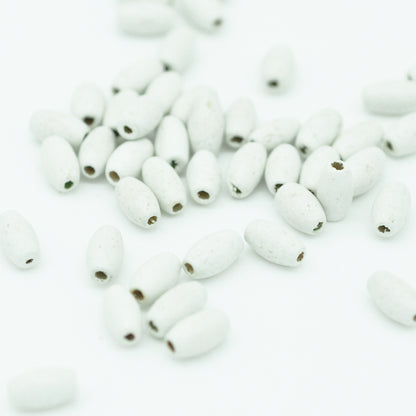 Wooden beads olives / white / 100 pcs. / 6x10 mm
