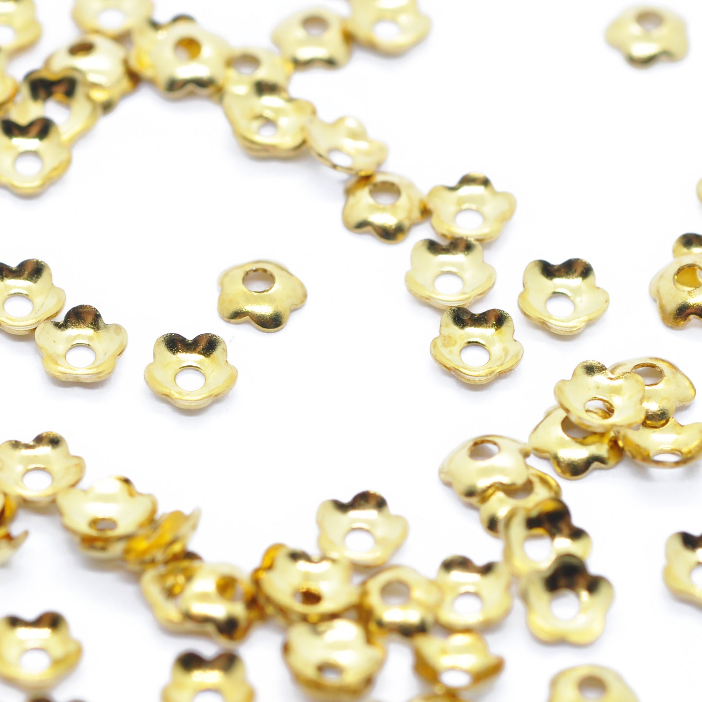 Mini filigree bead caps / gold colored / 100 pcs. / Ø 4 mm