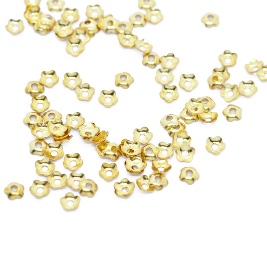 Mini filigree bead caps / gold colored / 100 pcs. / Ø 4 mm